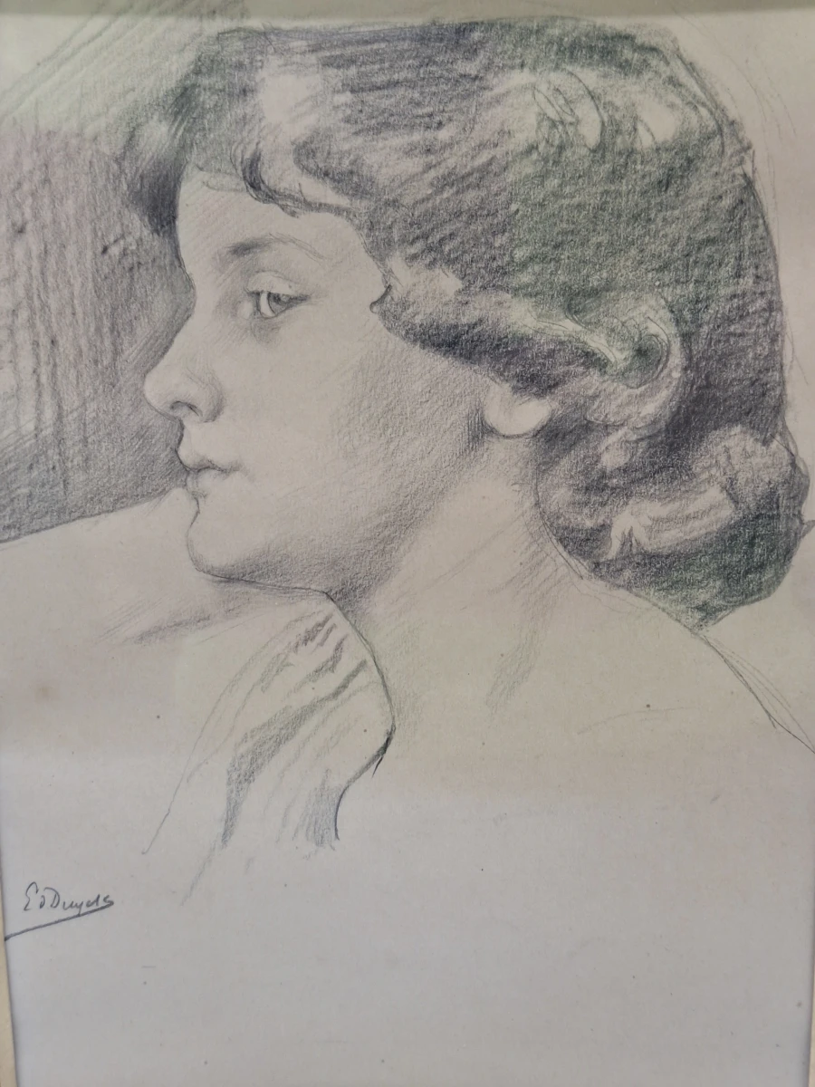 Academische portretstudie van een jonge vrouw - Gustave Den Duyts (1850–1897)