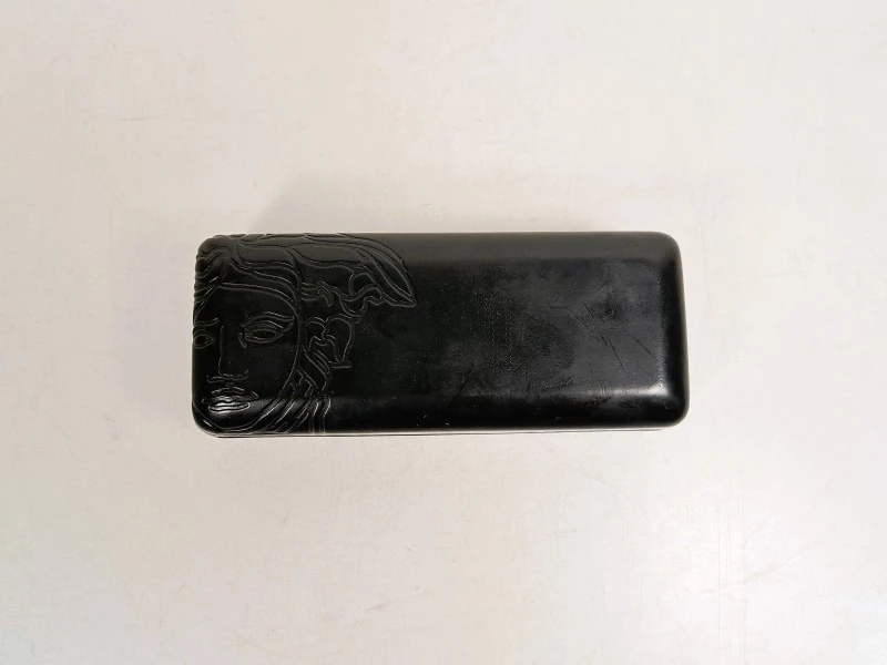 Zwarte bril met metalen montuur en etui Versace
