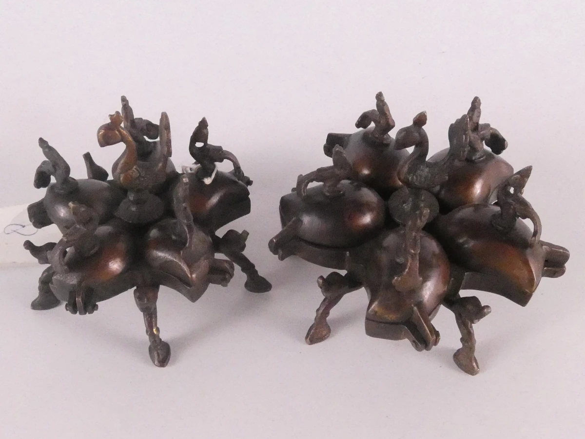 Vintage bronzen vogelvormige kistjes set van 2