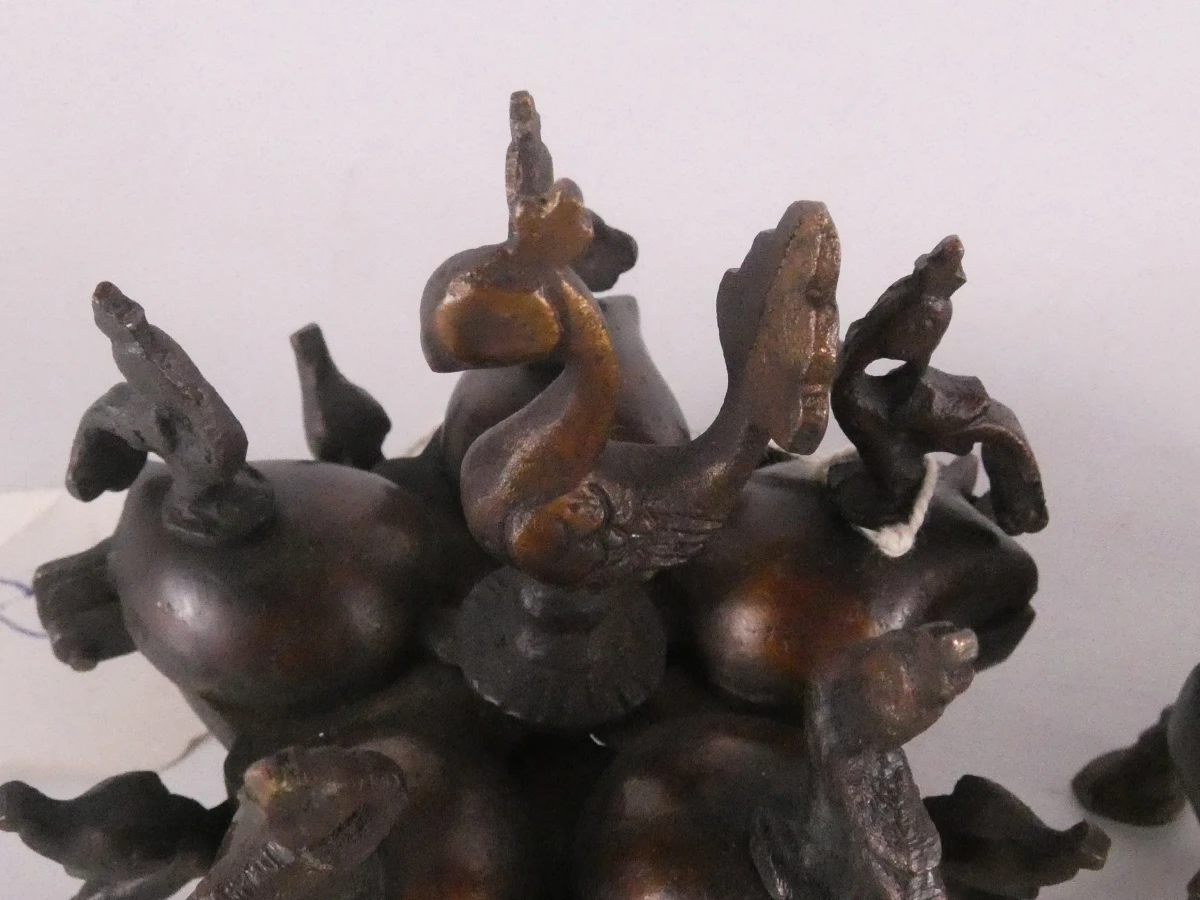 Vintage bronzen vogelvormige kistjes set van 2