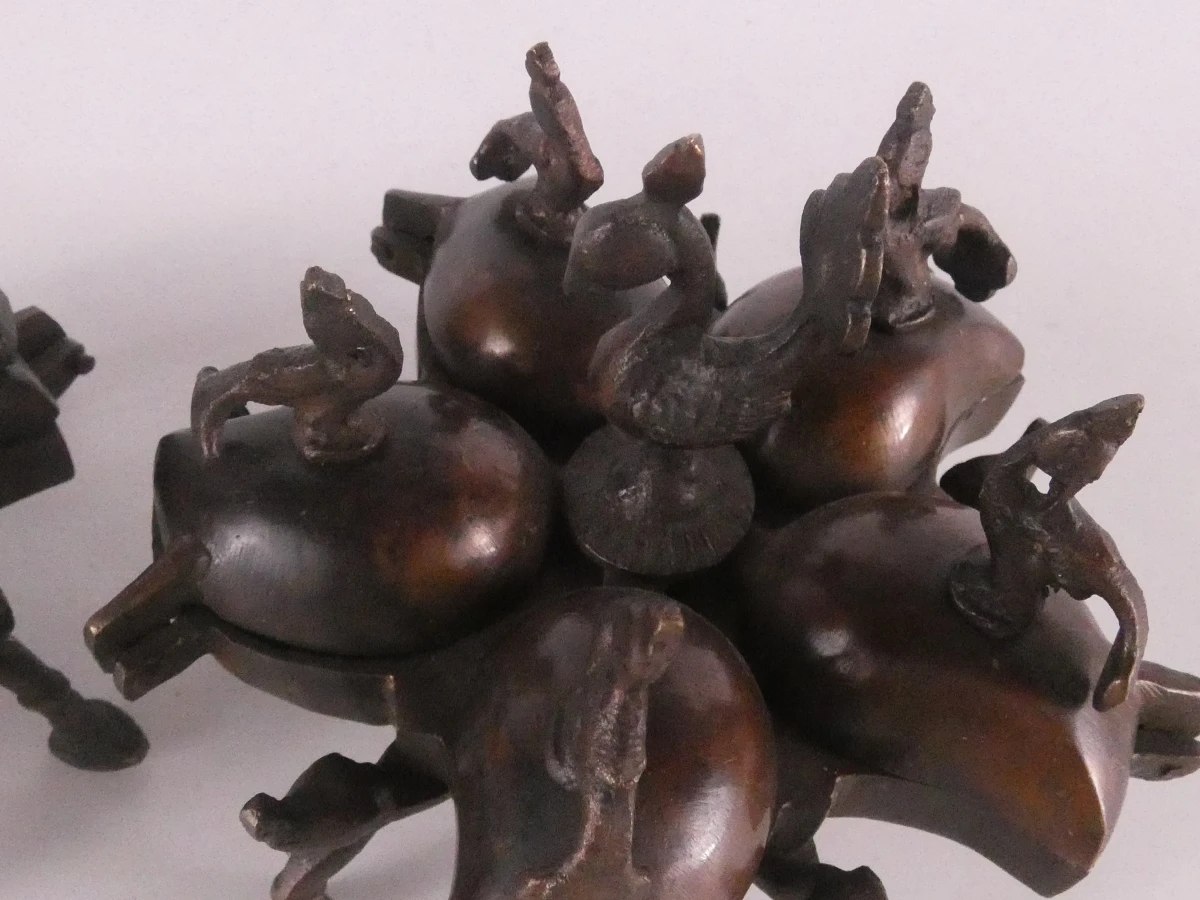 Vintage bronzen vogelvormige kistjes set van 2