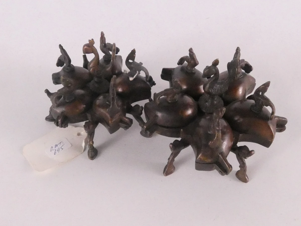 Vintage bronzen vogelvormige kistjes set van 2