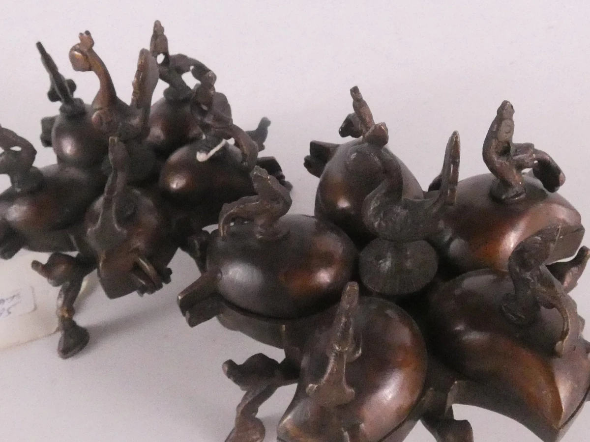 Vintage bronzen vogelvormige kistjes set van 2