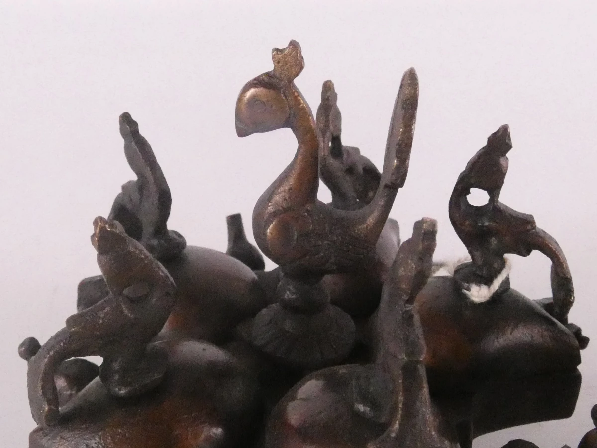 Vintage bronzen vogelvormige kistjes set van 2