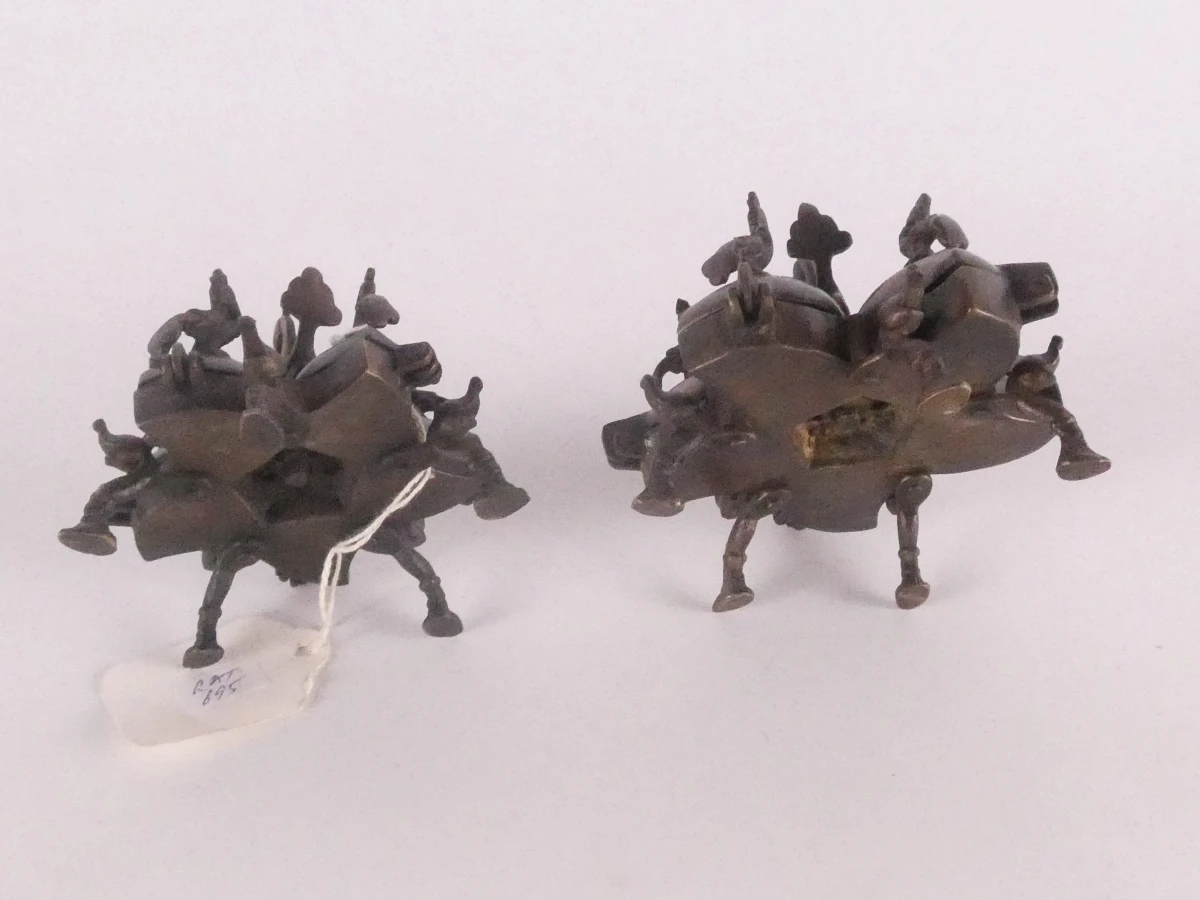 Vintage bronzen vogelvormige kistjes set van 2