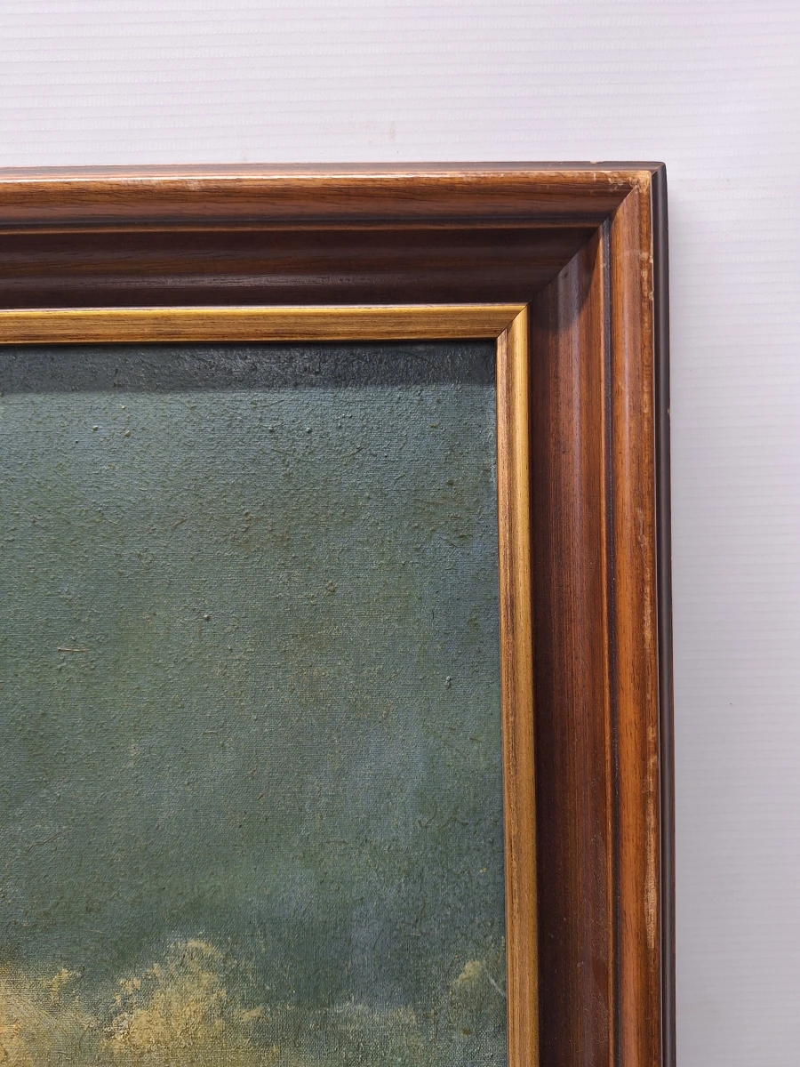 Dubbelzijdig maritiem olieverfschilderij - Stormachtige zee met meeuwen & schipbreukelingen