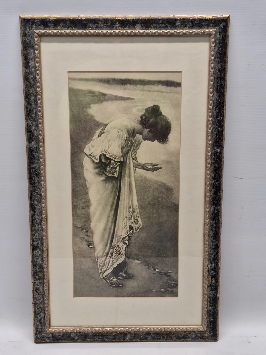 The Sea Hath Its Pearls - Vintage sepiareproductie in sierlijst - William Henry Margetson