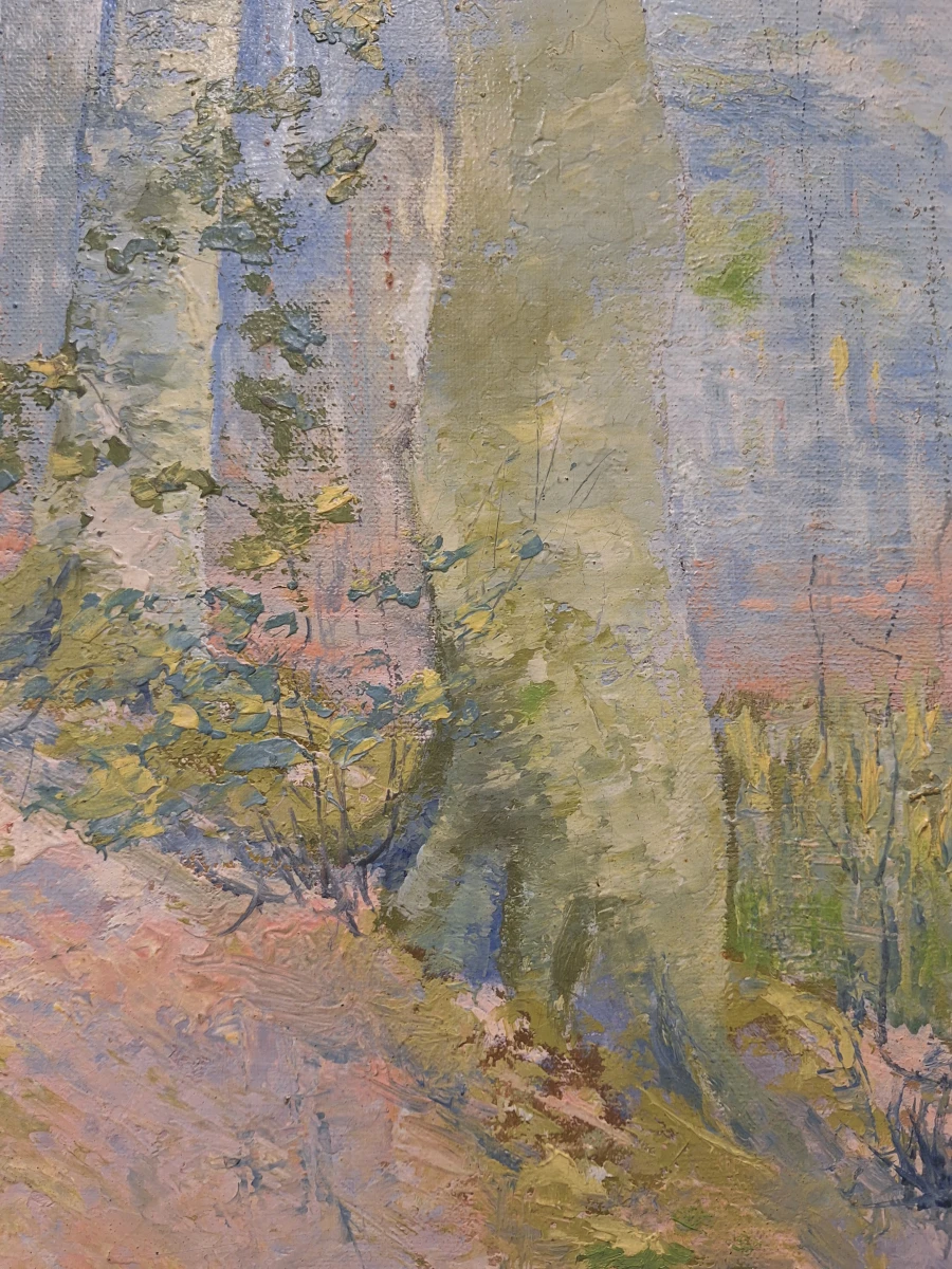 Olieverfschilderij in impressionistische stijl - Gesigneerd boslandschap (1923)