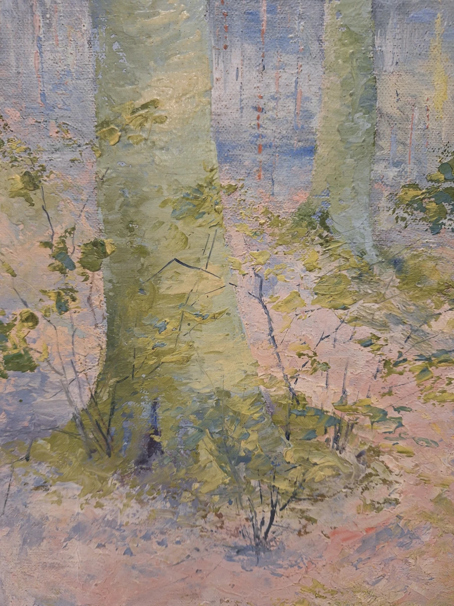 Olieverfschilderij in impressionistische stijl - Gesigneerd boslandschap (1923)
