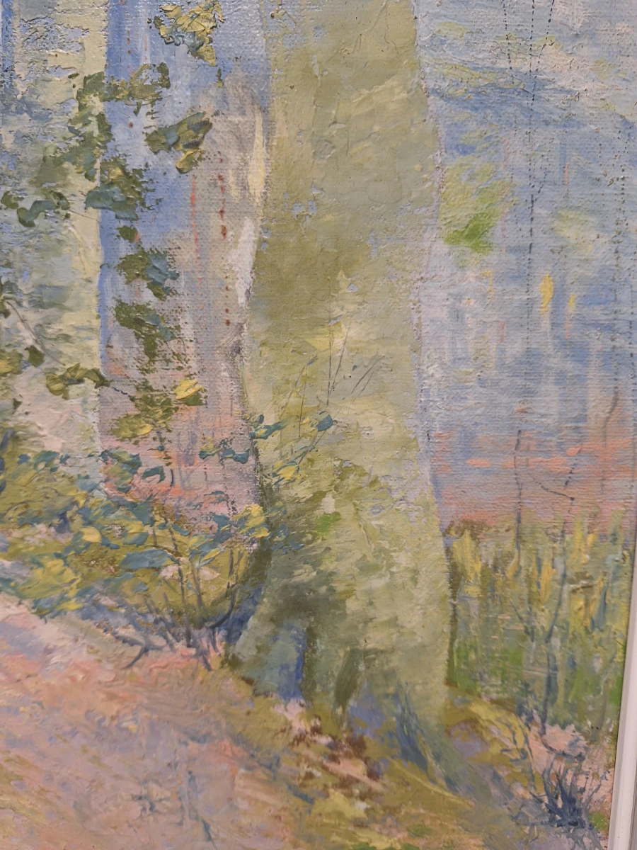 Olieverfschilderij in impressionistische stijl - Gesigneerd boslandschap (1923)
