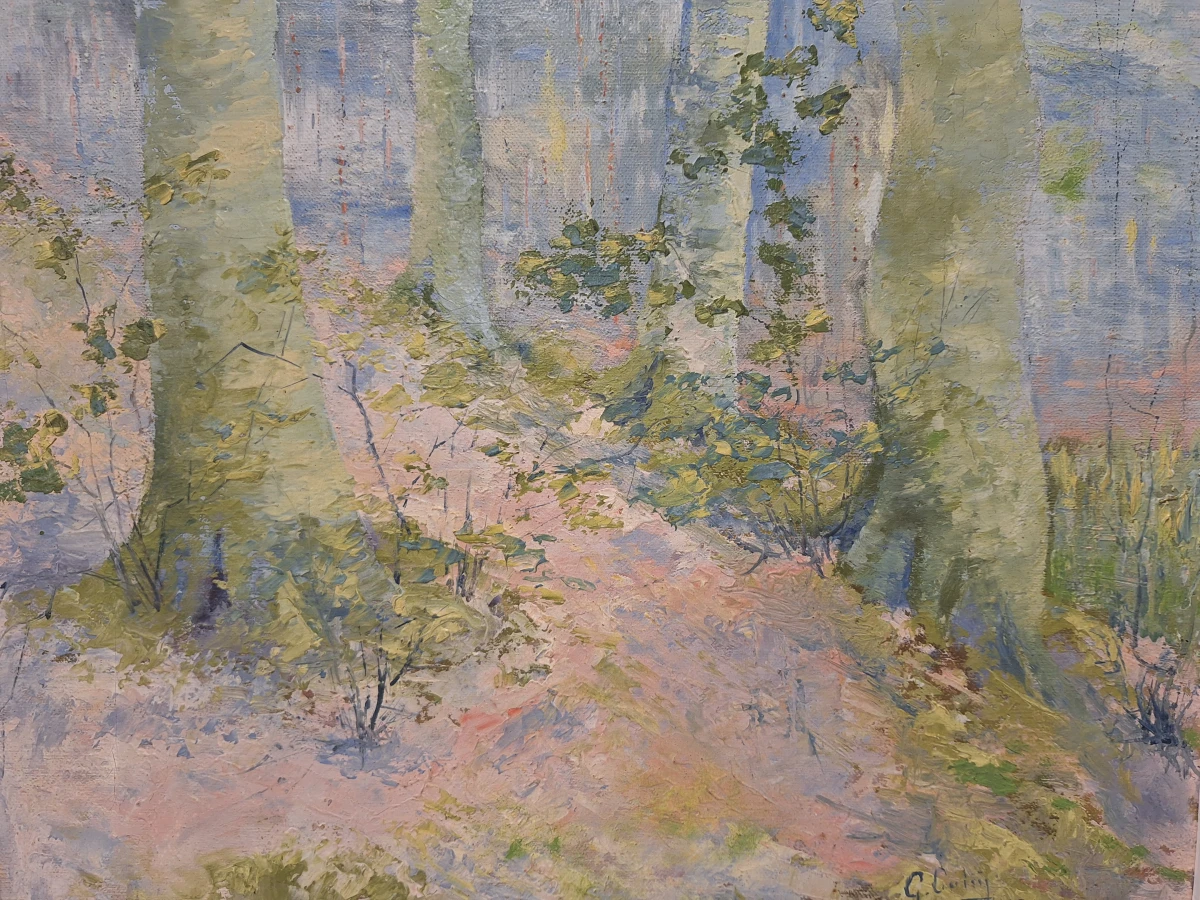 Olieverfschilderij in impressionistische stijl - Gesigneerd boslandschap (1923)