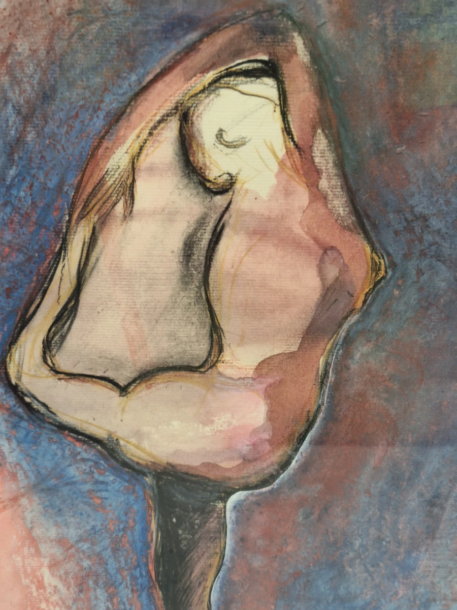 Expressionistische abstract-figuratieve studie van een vrouwenfiguur - Jan Burssens