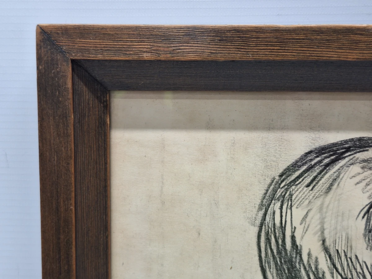 Expressieve houtskooltekening van een staand vrouwelijk naakt - Firmin De Vos