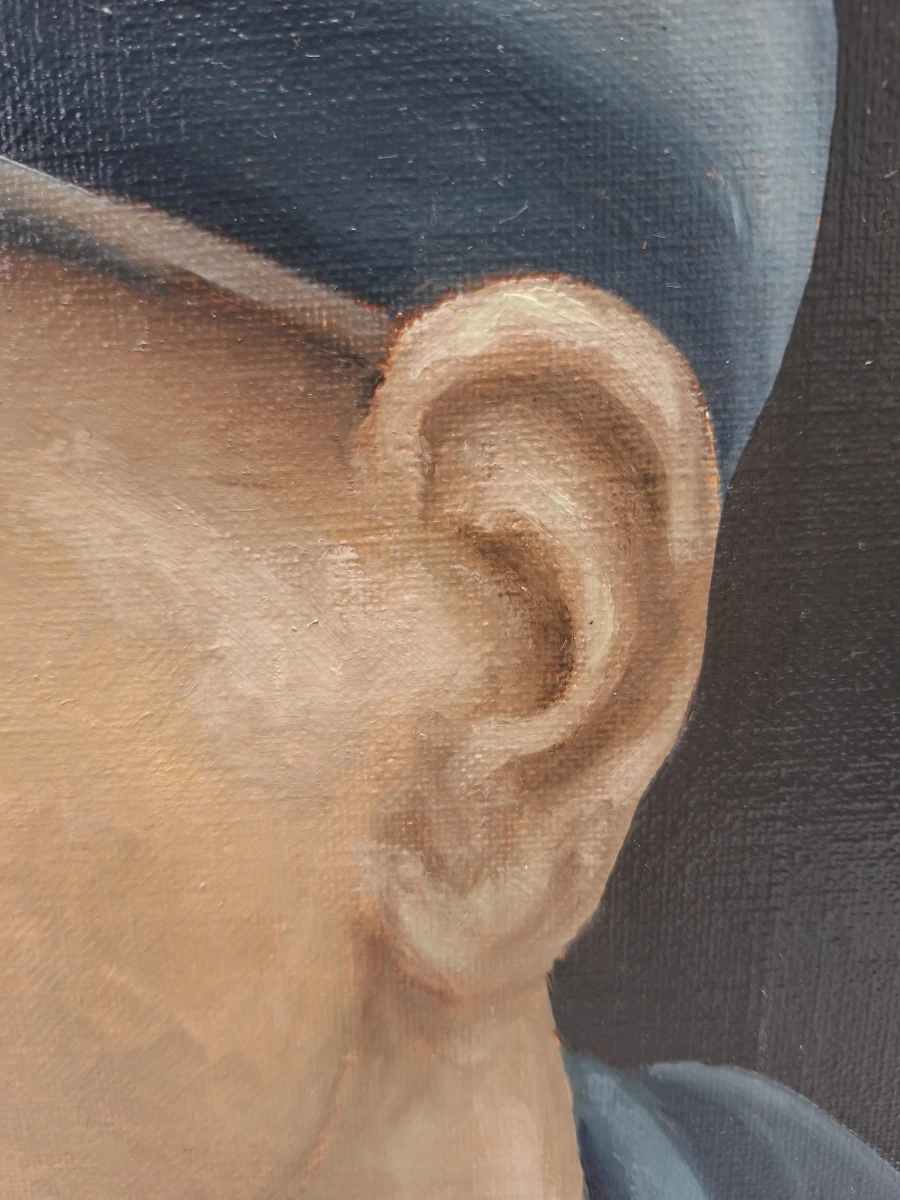 Realistisch portret van een oudere man - olieverfschilderij, gesigneerd E. OST