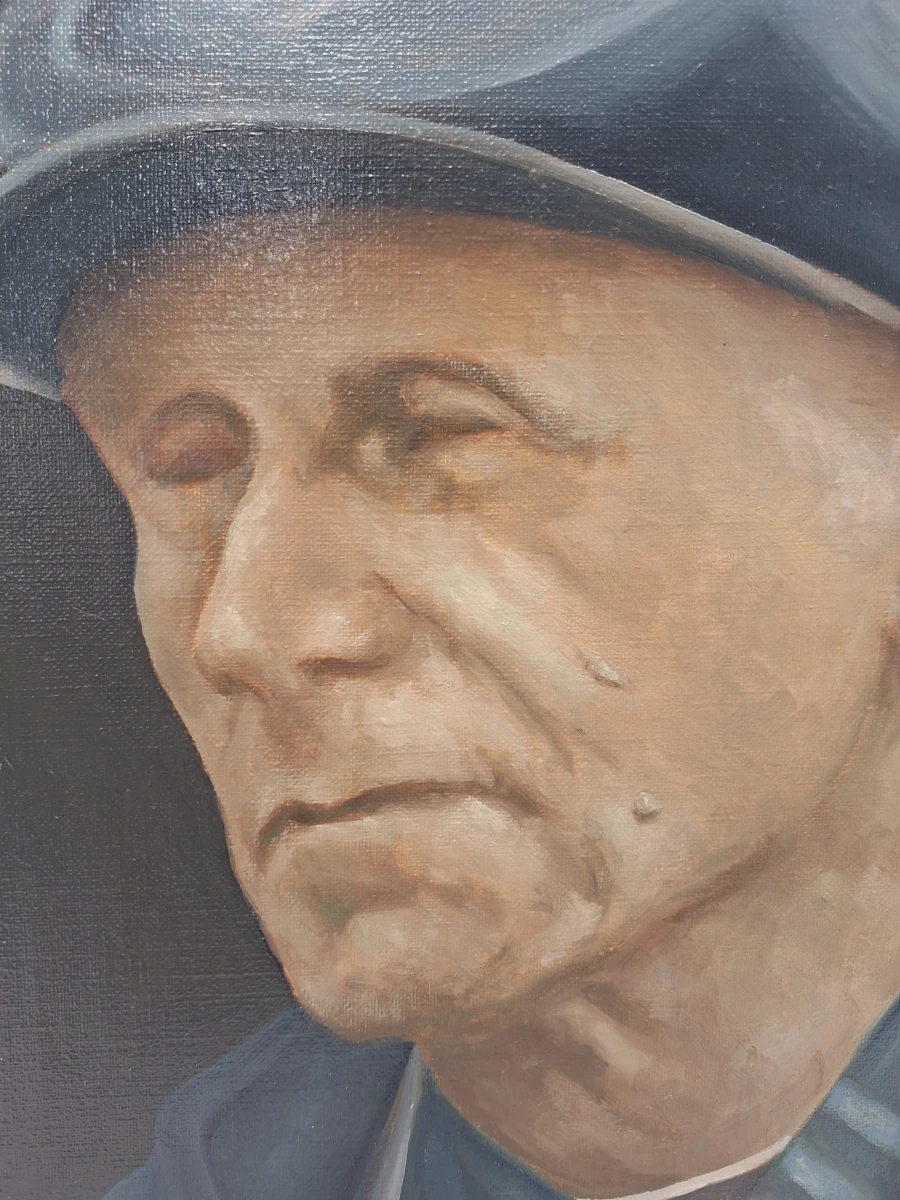 Realistisch portret van een oudere man - olieverfschilderij, gesigneerd E. OST