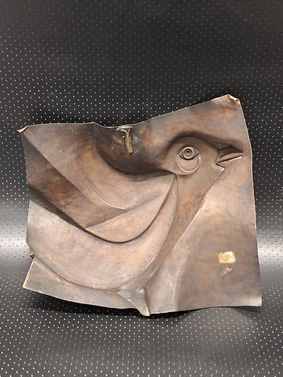 Art Deco Stijl Reliëfplaat van een Gestileerde Vogel - Gesigneerd MARCHETTI