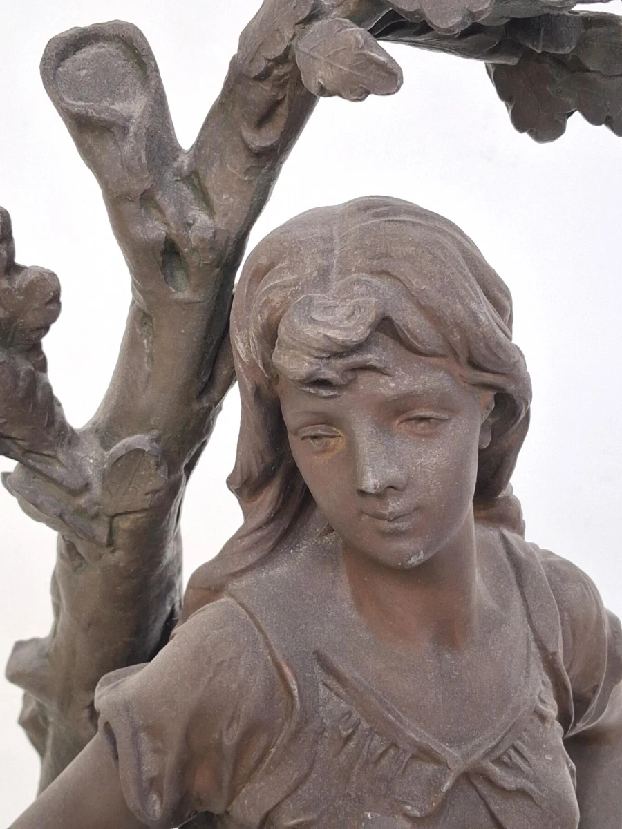 🗽 Antiek Belle Époque Beeld "Mignon" – Émile Bruchon (1806-1895) – Origineel Gesigneerd 🗽 - foto 6