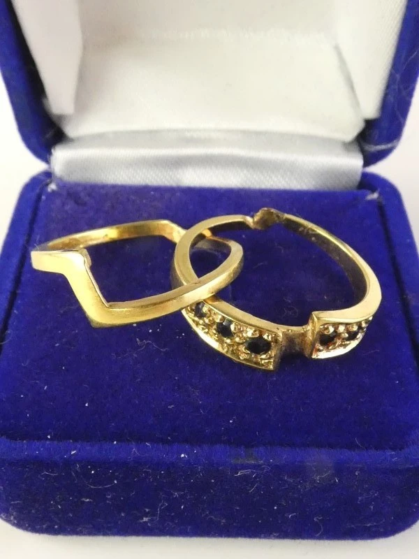 Vergulde 18 kt damespuzzelring