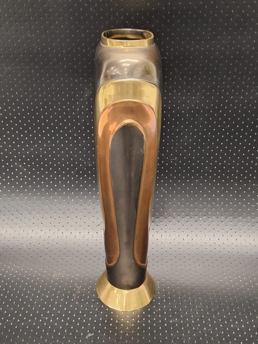 Vintage Art Deco Revival vaas in Messing & Koper - Made in India