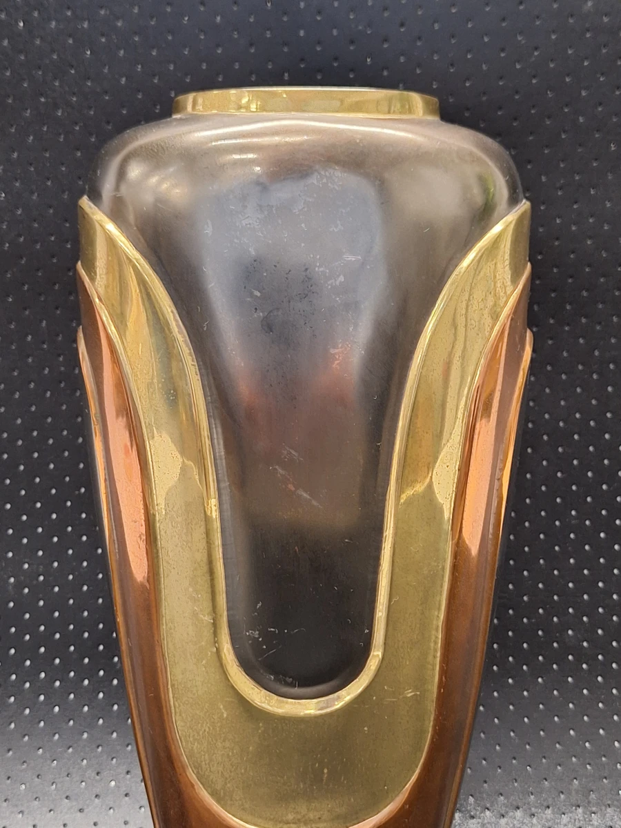 Vintage Art Deco Revival vaas in Messing & Koper - Made in India