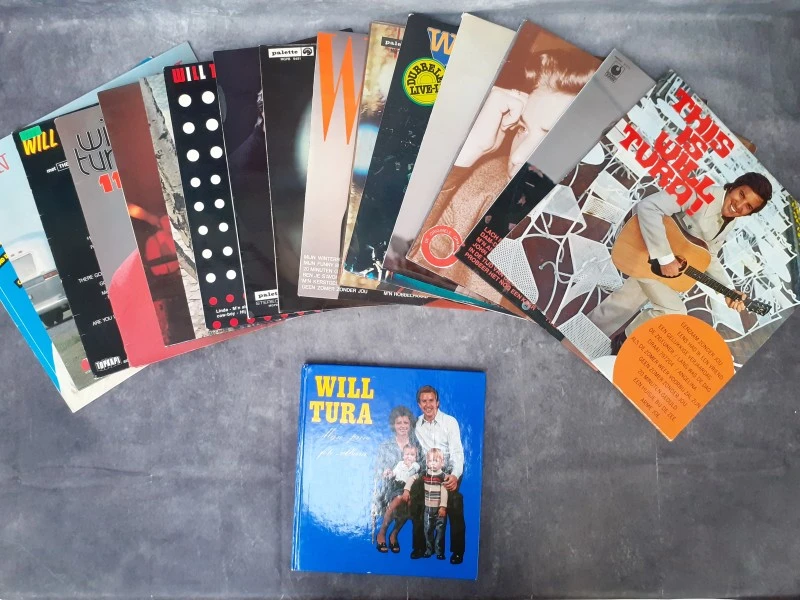 Vinyl: Lot van 17 Will Tura 45 rpm singles + Boekje Will Tura - Mijn privé foto-album