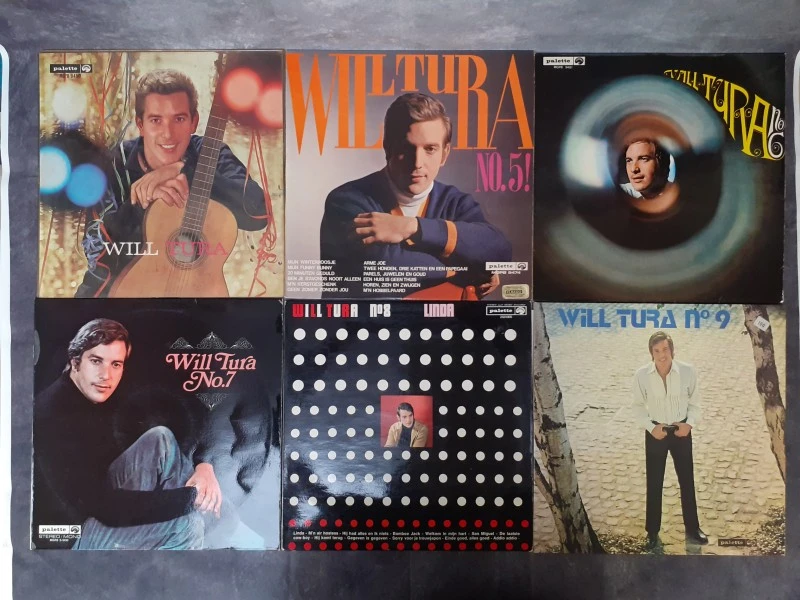 Vinyl: Lot van 17 Will Tura 45 rpm singles + Boekje Will Tura - Mijn privé foto-album