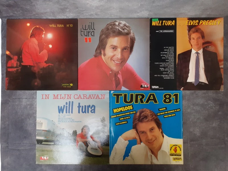 Vinyl: Lot van 17 Will Tura 45 rpm singles + Boekje Will Tura - Mijn privé foto-album