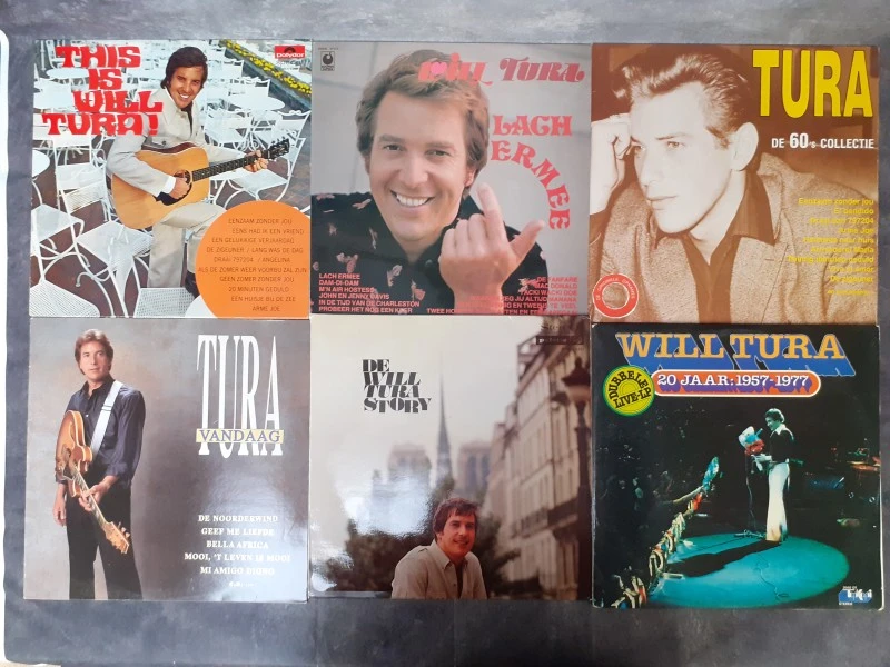 Vinyl: Lot van 17 Will Tura 45 rpm singles + Boekje Will Tura - Mijn privé foto-album