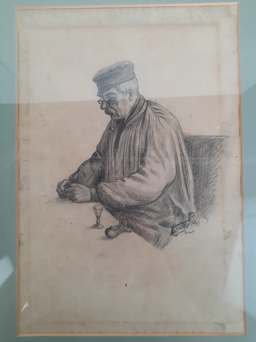 Set van 3 Vintage Litho's Jean Reynier – Nostalgische Caféscènes – In Lijst