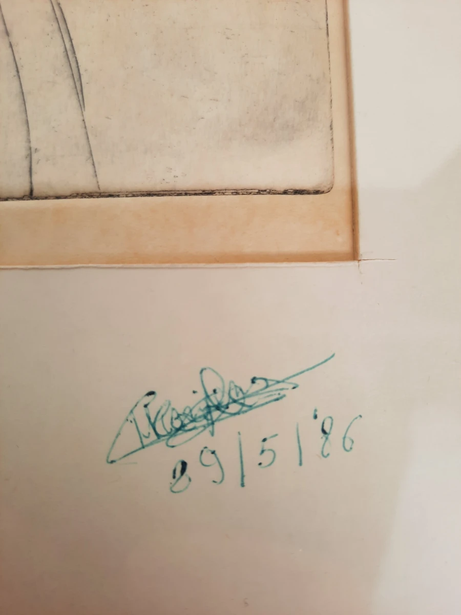 Gelimiteerde Ets T. Kusters (1986) – Abstracte Scène Kinderen – Oplage 5/10