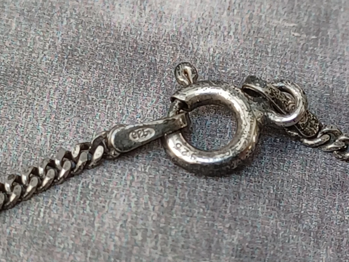 Vintage set Pauaschelp sieraden met zilveren ketting