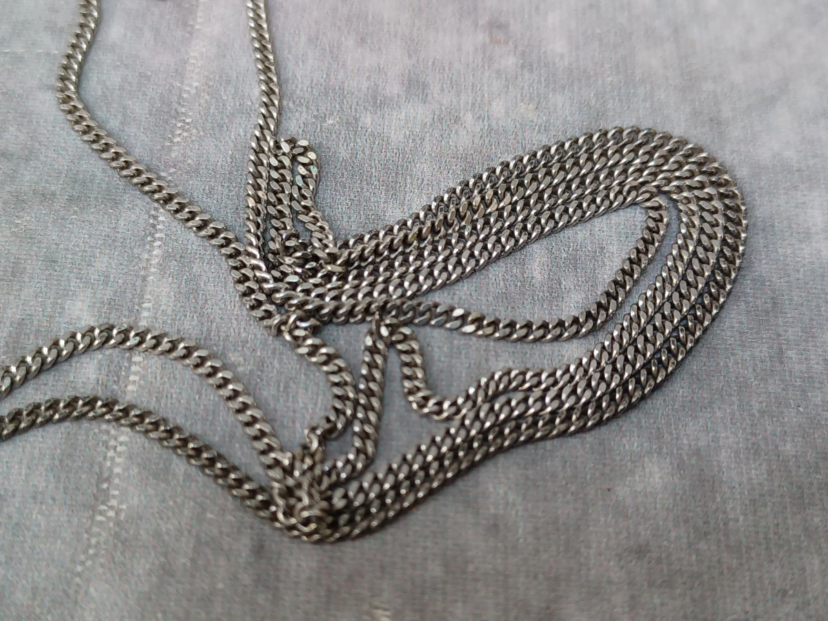 Vintage set Pauaschelp sieraden met zilveren ketting