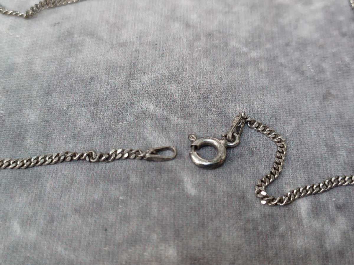 Vintage set Pauaschelp sieraden met zilveren ketting
