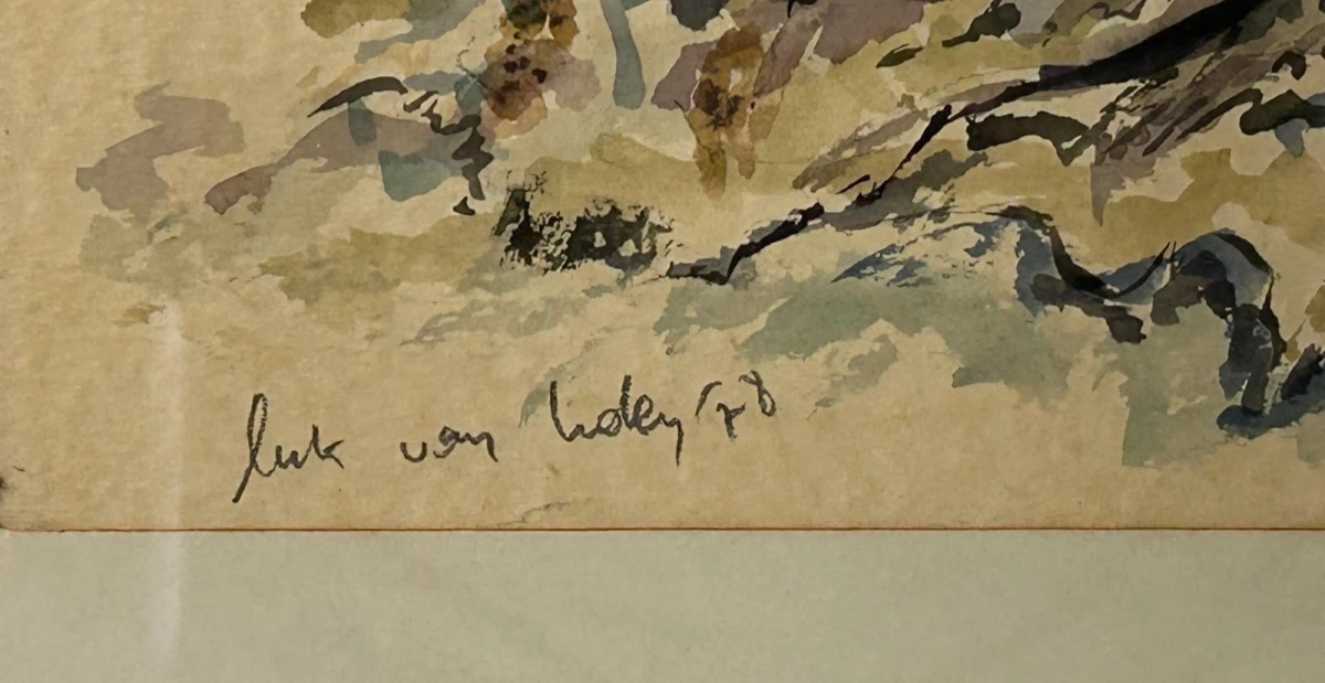Ingelijste aquarel schildering Luke van Loden