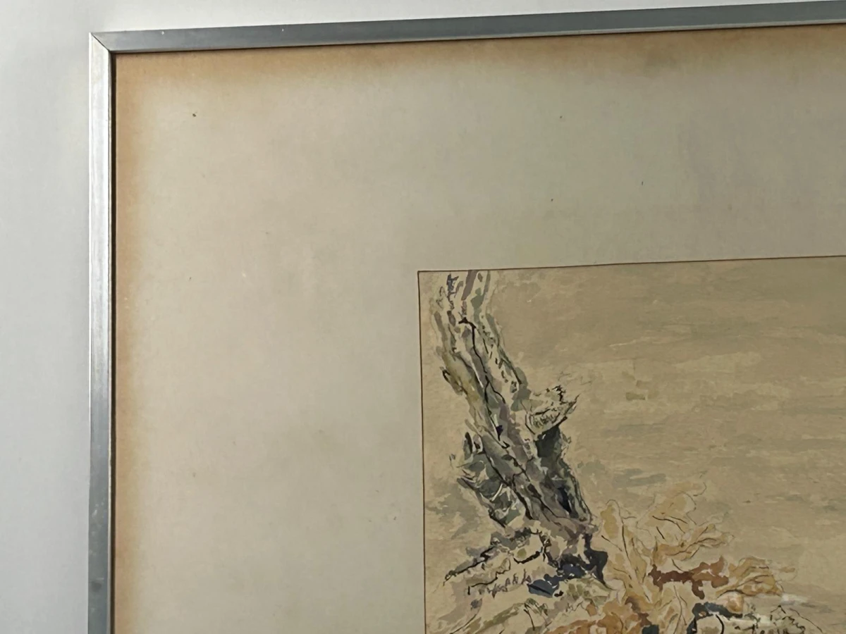 Ingelijste aquarel schildering Luke van Loden