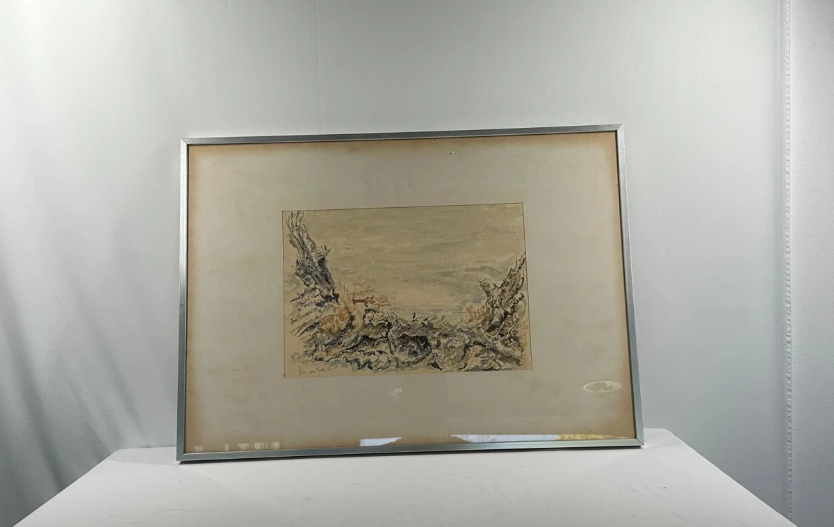 Ingelijste aquarel schildering Luke van Loden