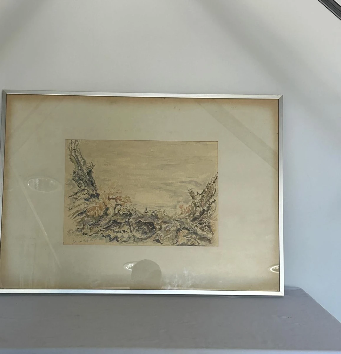 Ingelijste aquarel schildering Luke van Loden