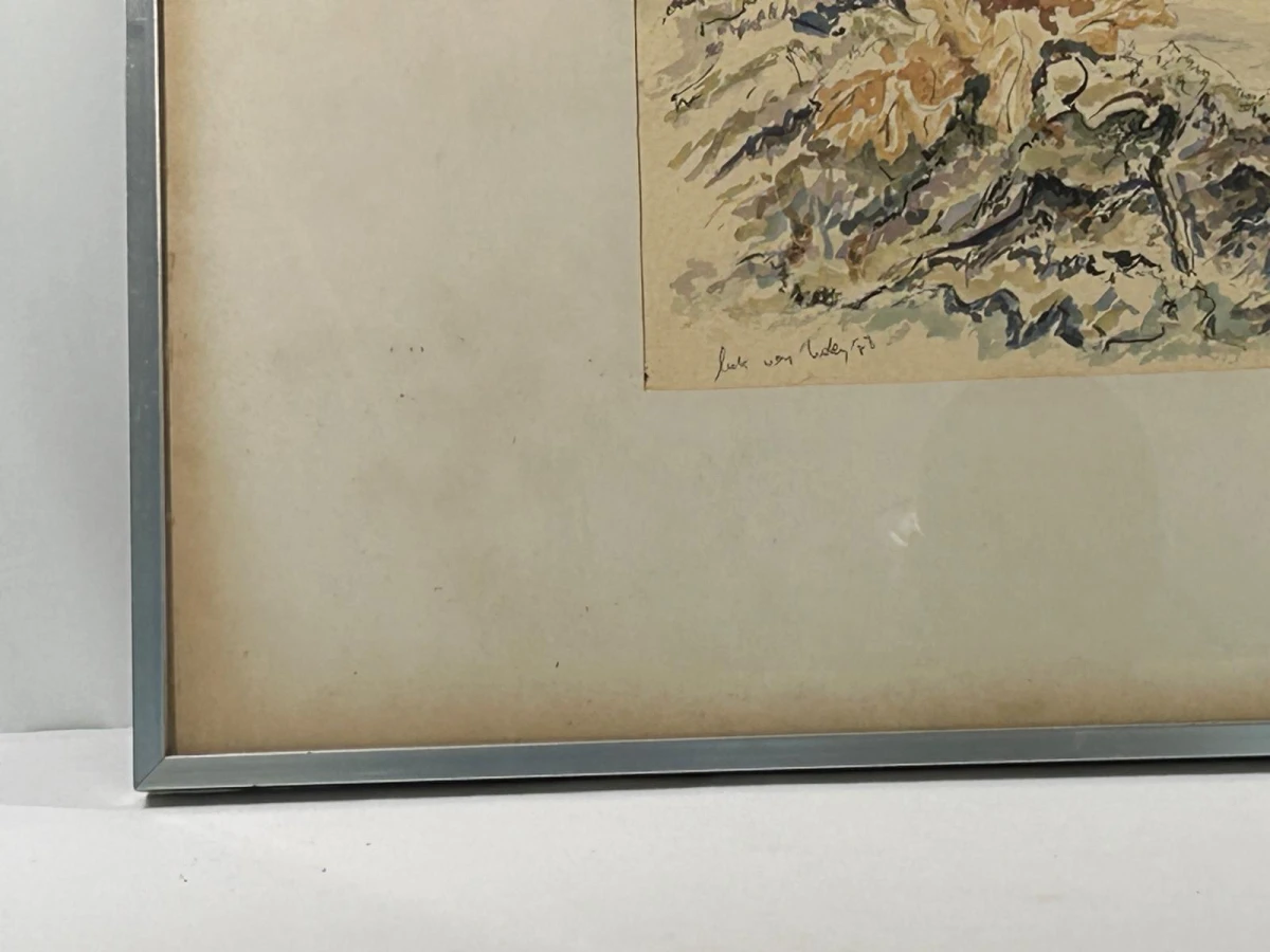 Ingelijste aquarel schildering Luke van Loden