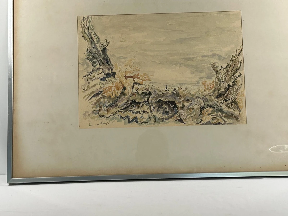 Ingelijste aquarel schildering Luke van Loden