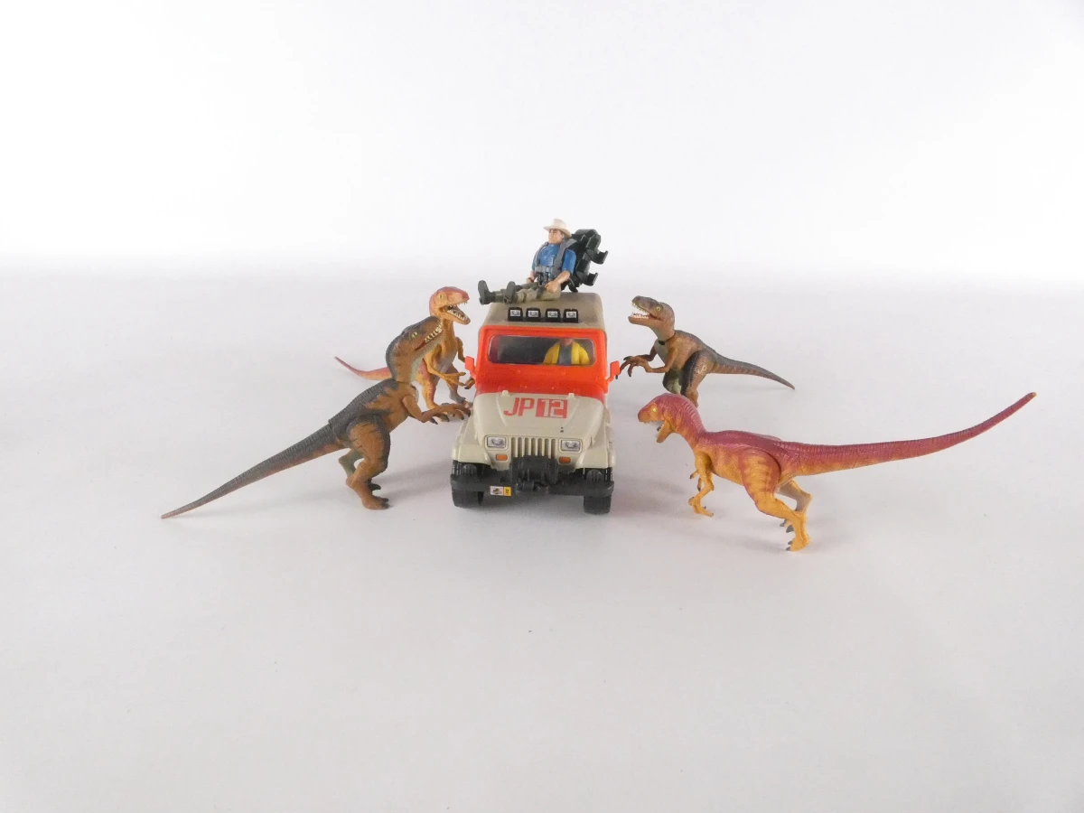 Jurassic Park speelgoedset met jeep en dinosaurussen