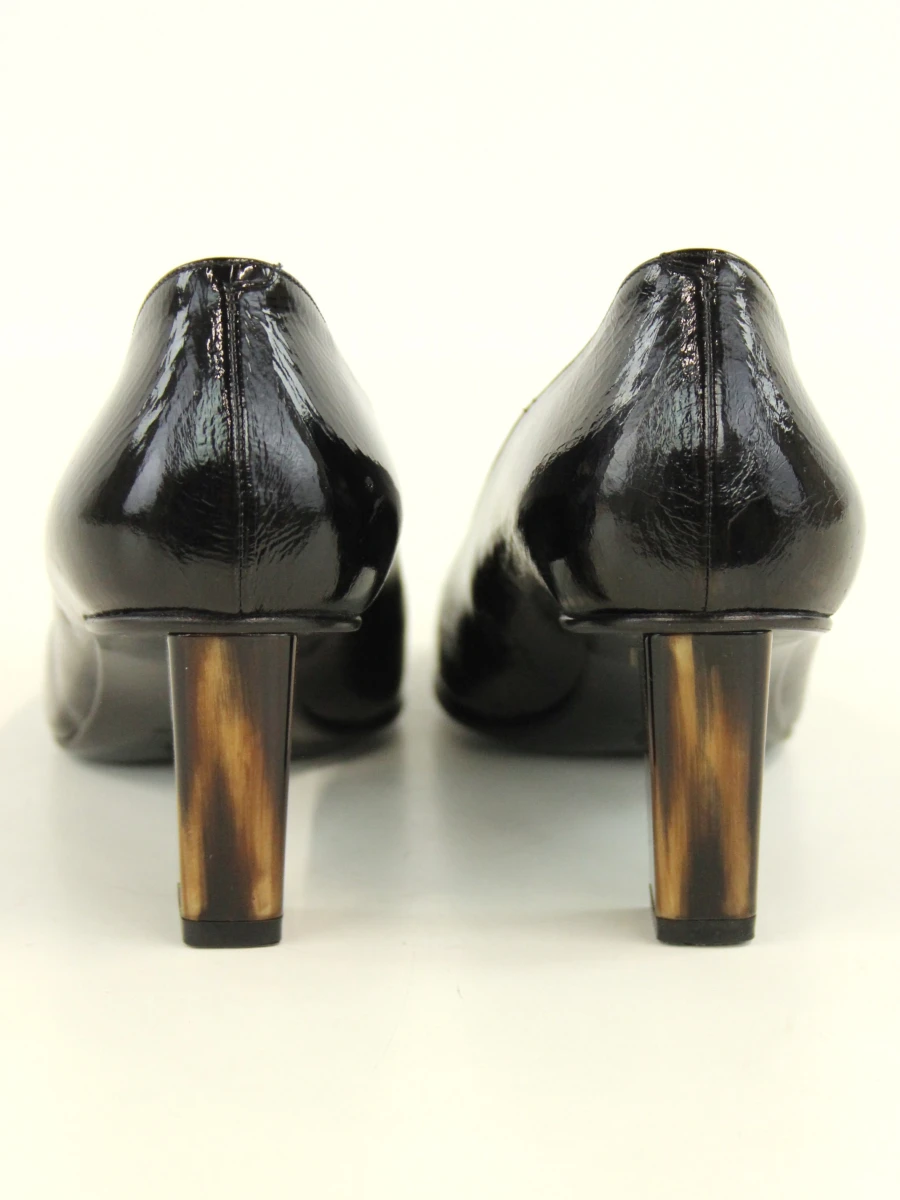 Dries Van Noten zwarte lakleren craquelé-effect pumps met blokhak - 39