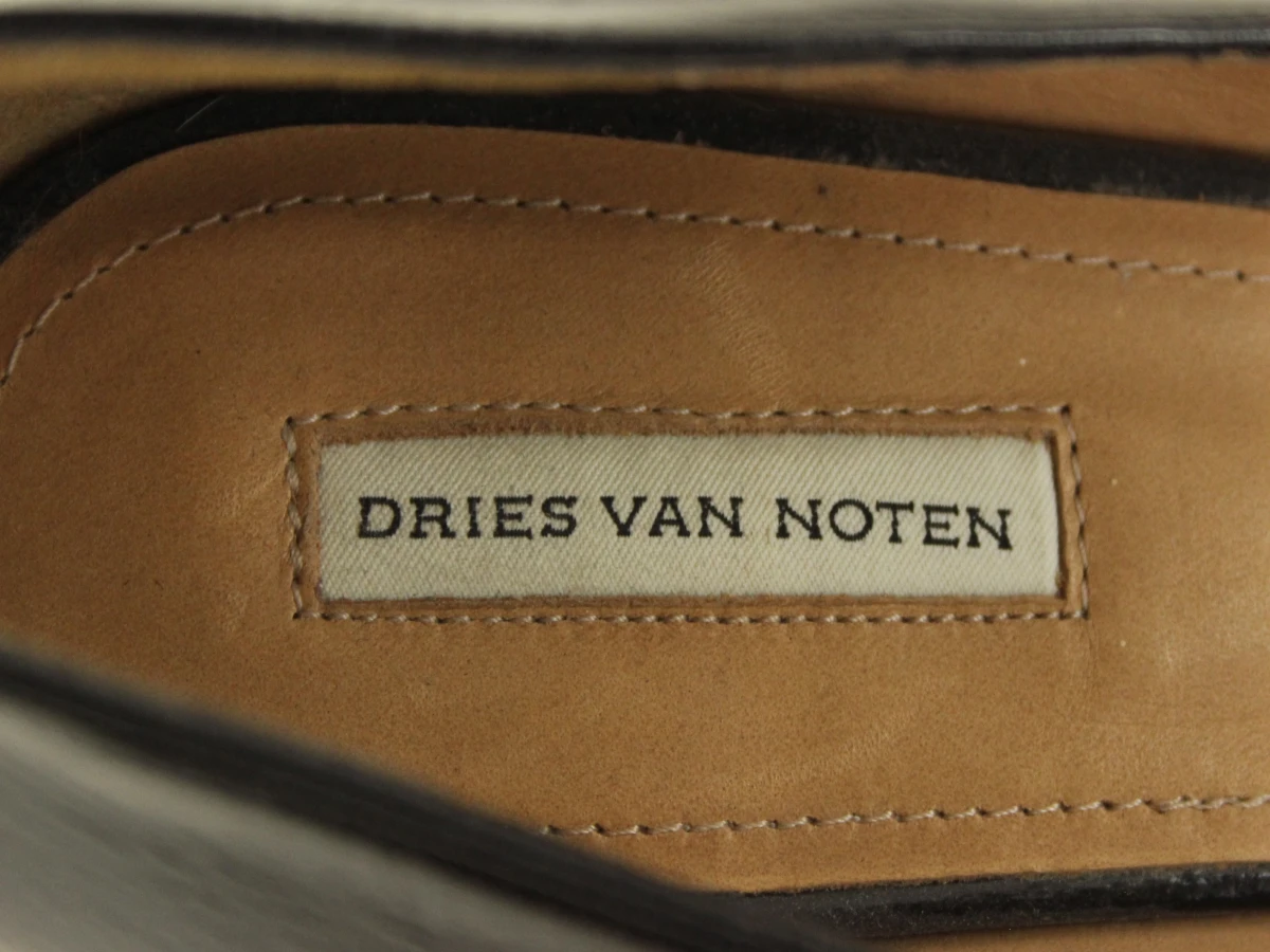 Dries Van Noten zwarte lakleren craquelé-effect pumps met blokhak - 39