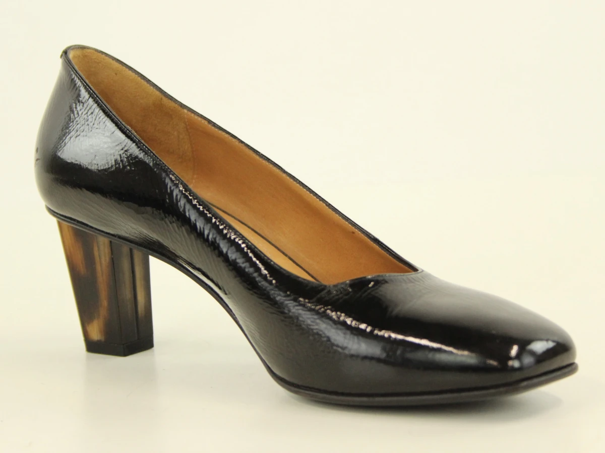 Dries Van Noten zwarte lakleren craquelé-effect pumps met blokhak - 39