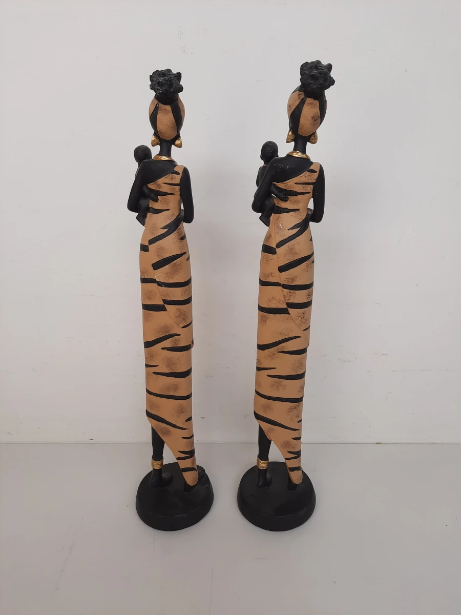 Set van 2 Decoratieve Beelden "Afrikaanse Moeder met Kind" – Joline/Jolipa