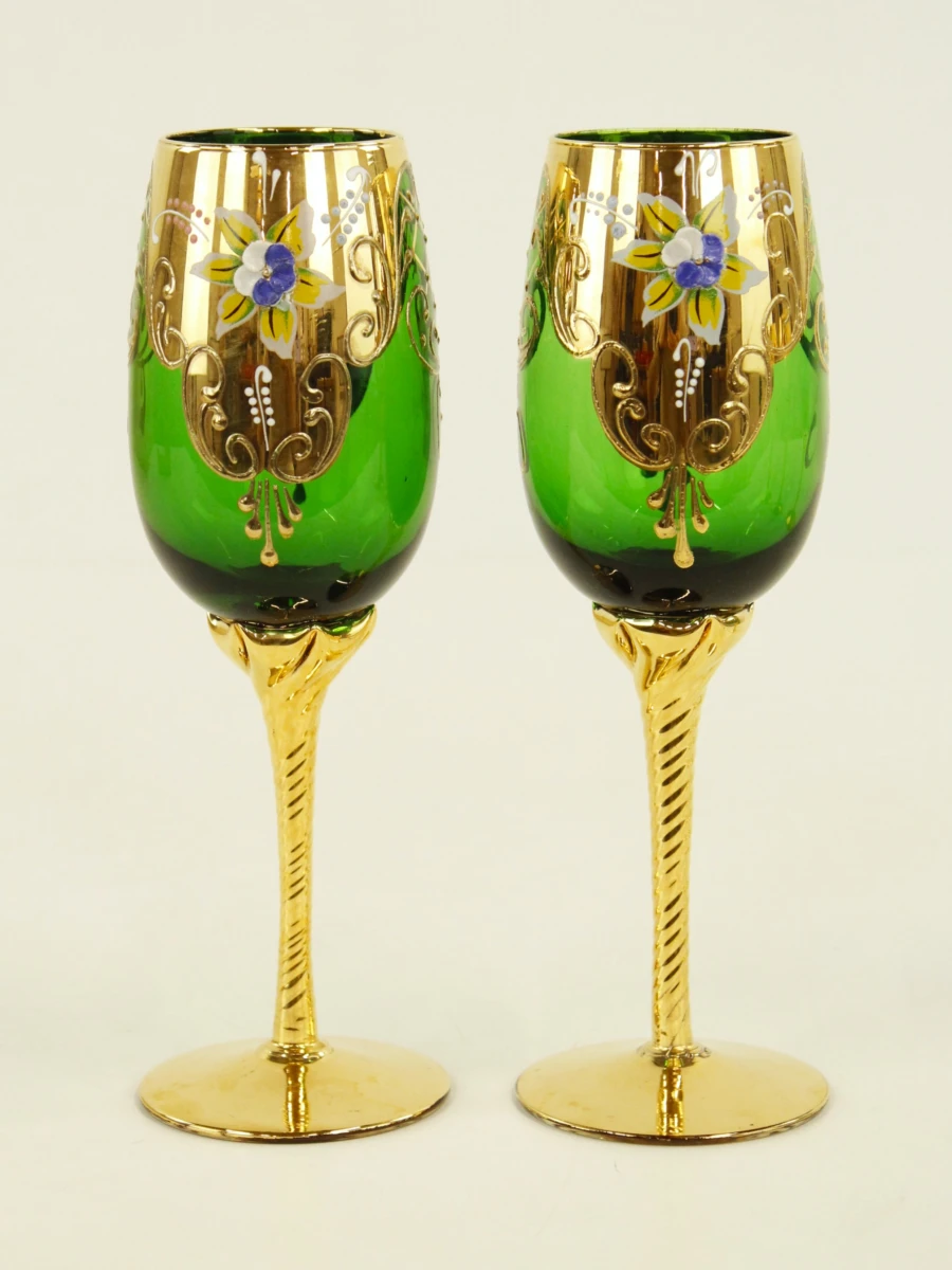 Set van 5 Vintage Murano wijn & Champagneglazen