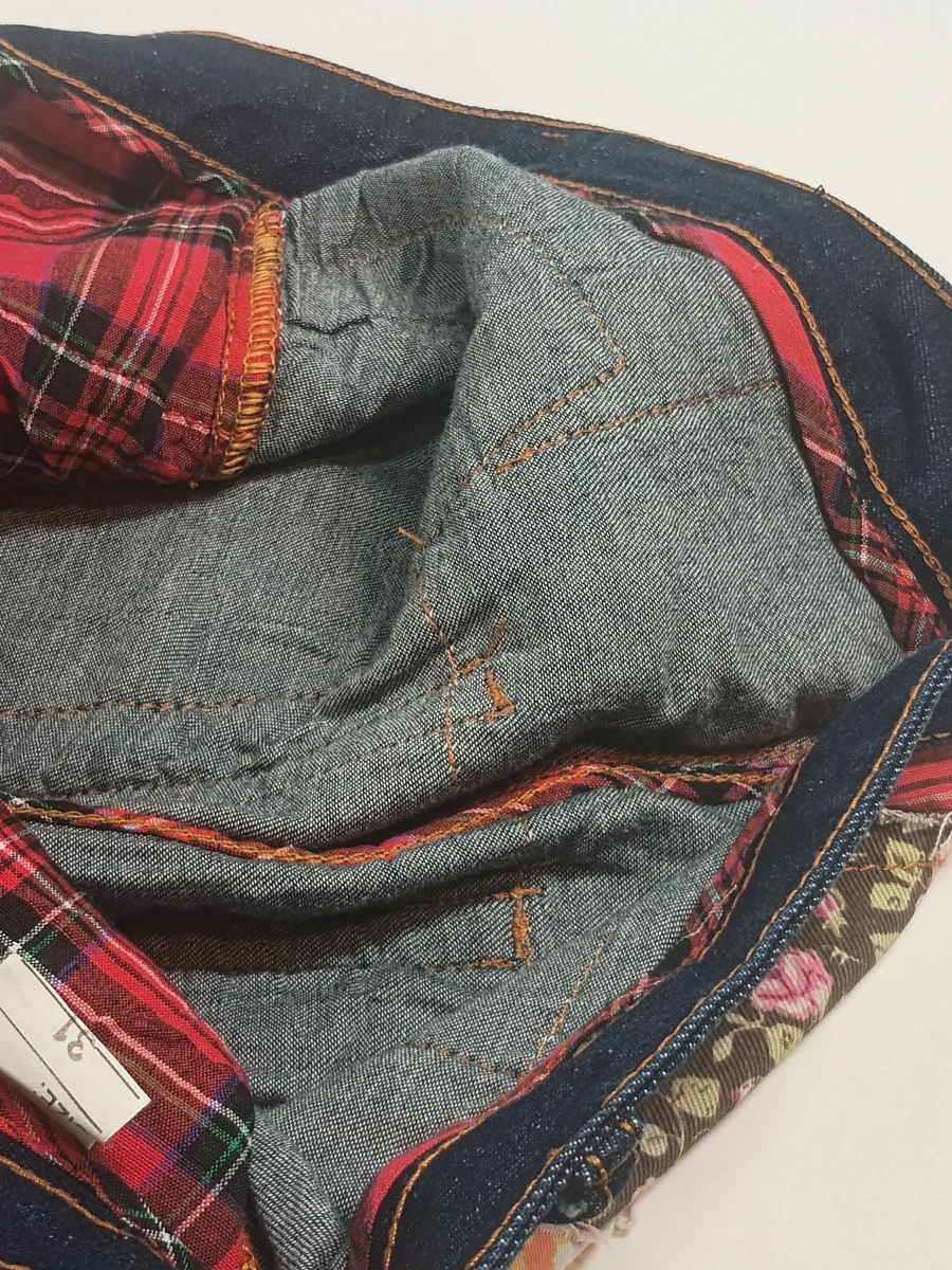 BiePa Jeans 1971 patchwork jeansbroek met diverse stoffen en prints