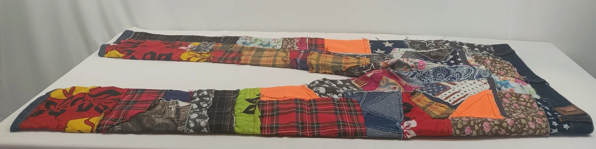 BiePa Jeans 1971 patchwork jeansbroek met diverse stoffen en prints
