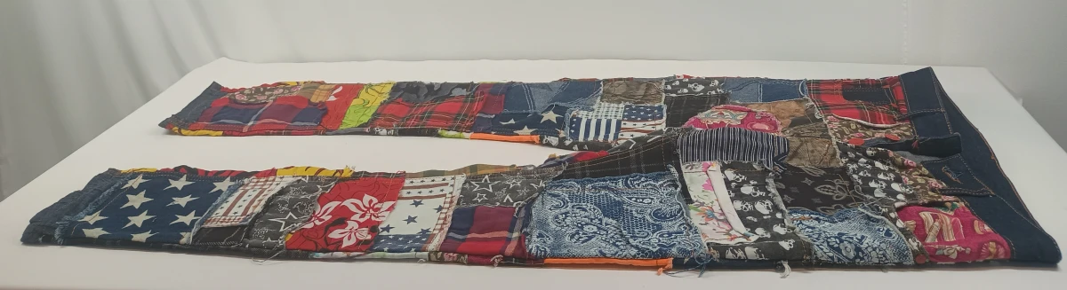 BiePa Jeans 1971 patchwork jeansbroek met diverse stoffen en prints