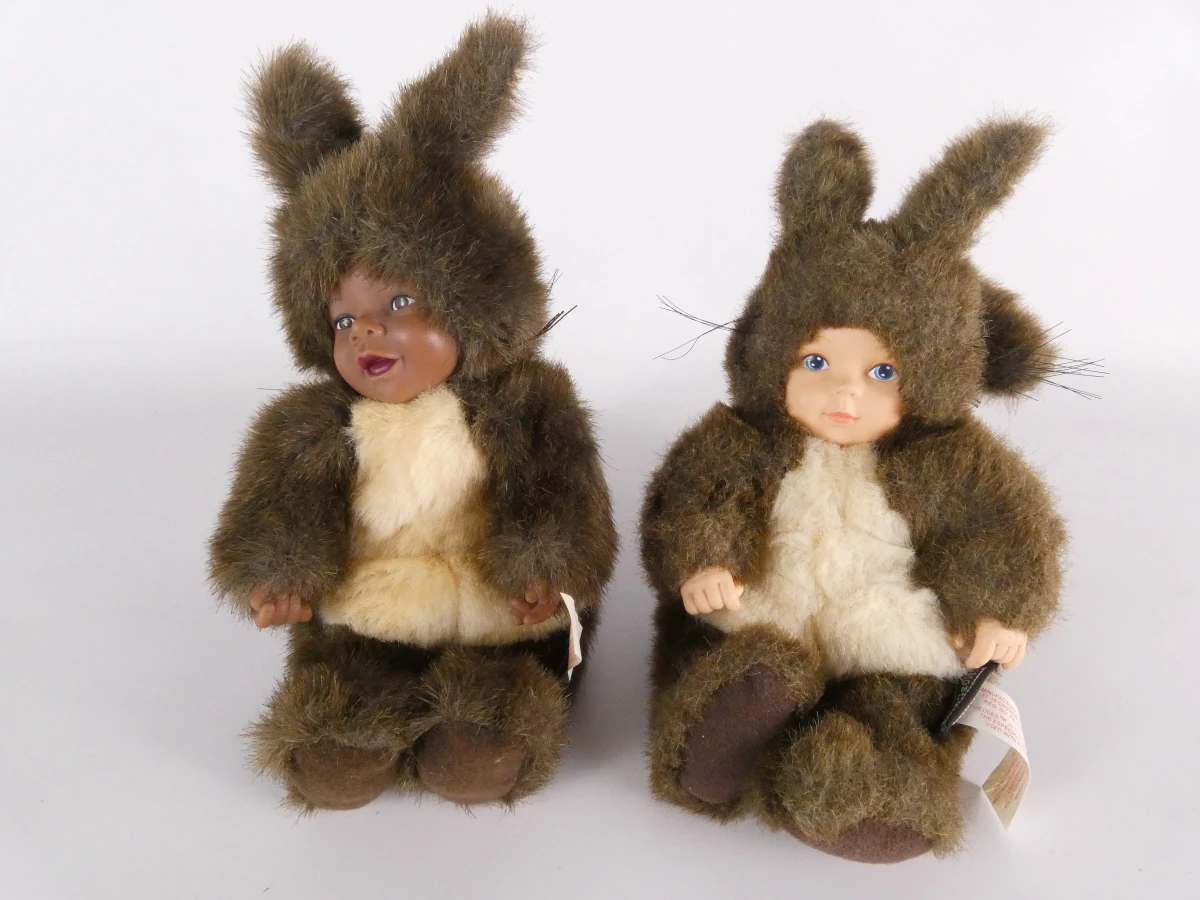 Set van 6 vintage Anne Geddes poppen in dierenkostuum