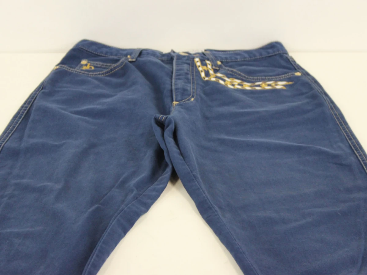 RoccoBarocco luchtige blauwe damesjeans met maritime borduursels